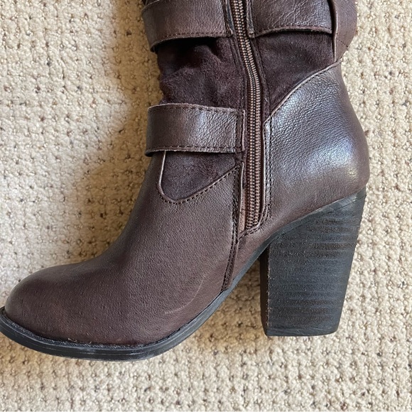 Steve Madden Strappy Moto Riding Boots Heeled Rudsag Brown Leather Rugged Boho - Picture 10 of 16